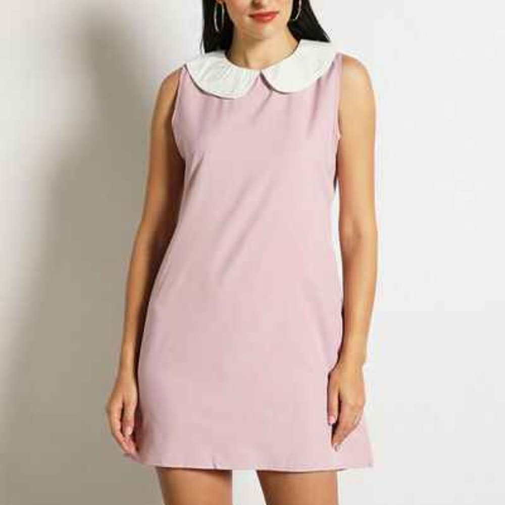 Unique vintage  Women's Sleeveless Casual A-line Mini Dress Pink Size XS